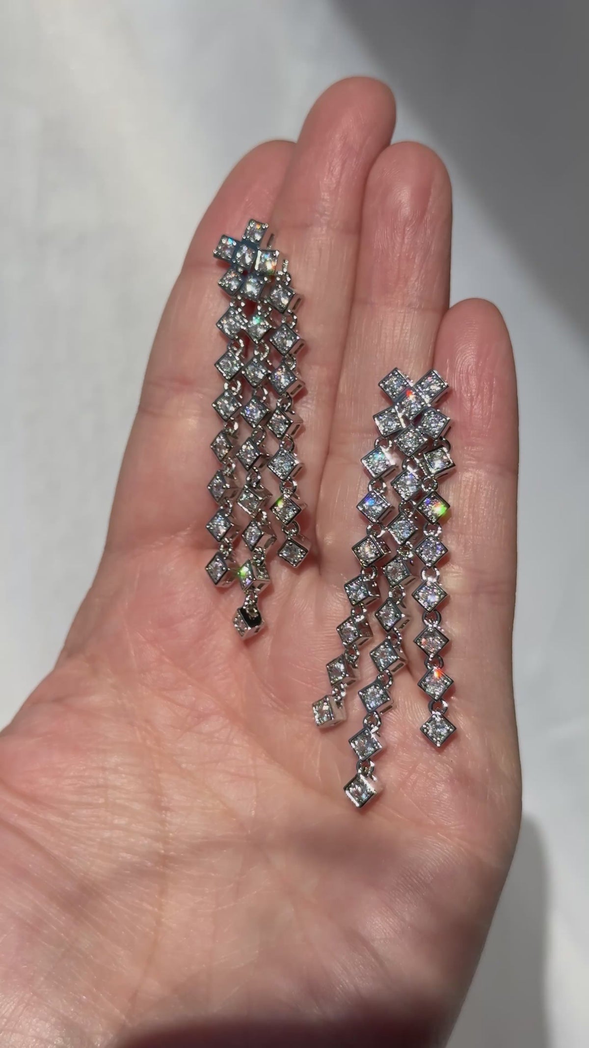 Conjunto de Aros y Collar Triple Circón Baño de Rodio