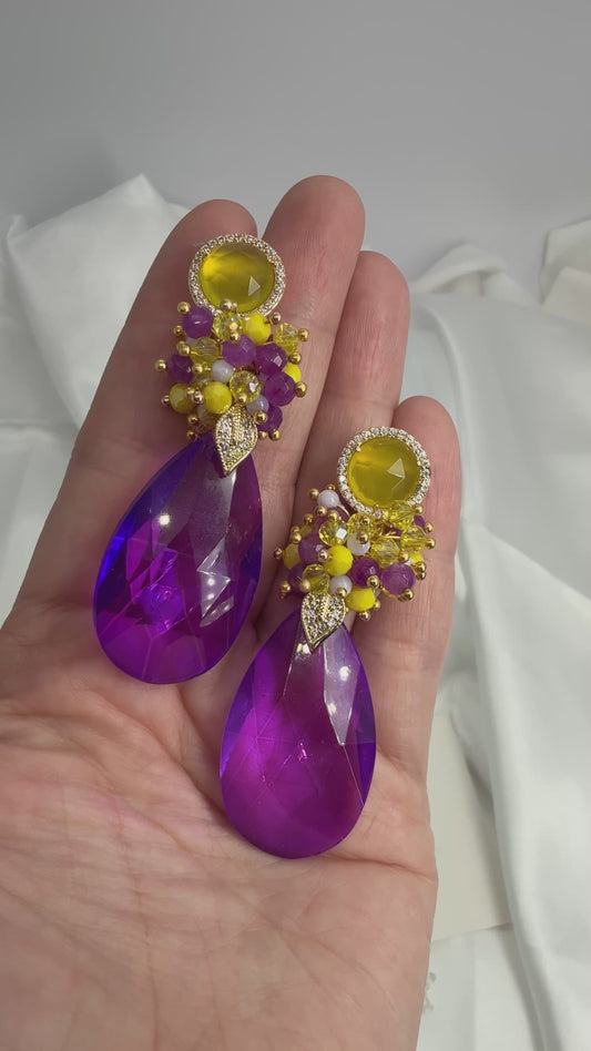 Aros Racimo Bora Bora - Purple & Yellow