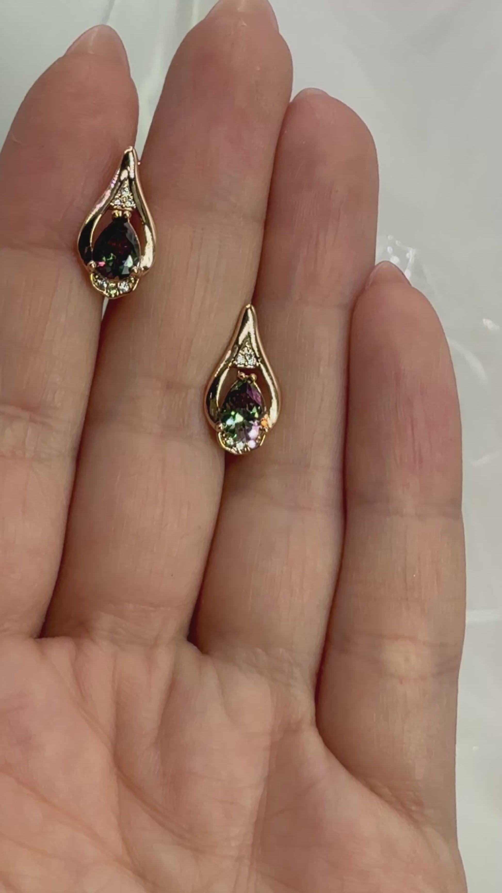 Aros bañados en oro 18K y circon - Petite Goutte